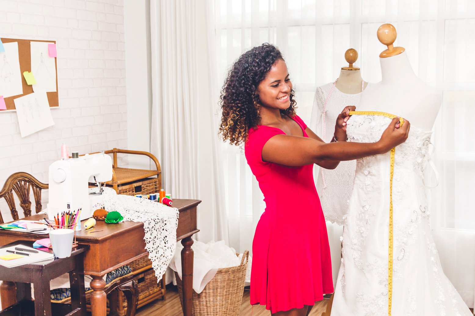 Smiling African American Black Woman Fashion Designer Standing